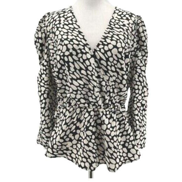 Who What Wear Giraffe Faux-Wrap Blouse M - Picture 8 of 8